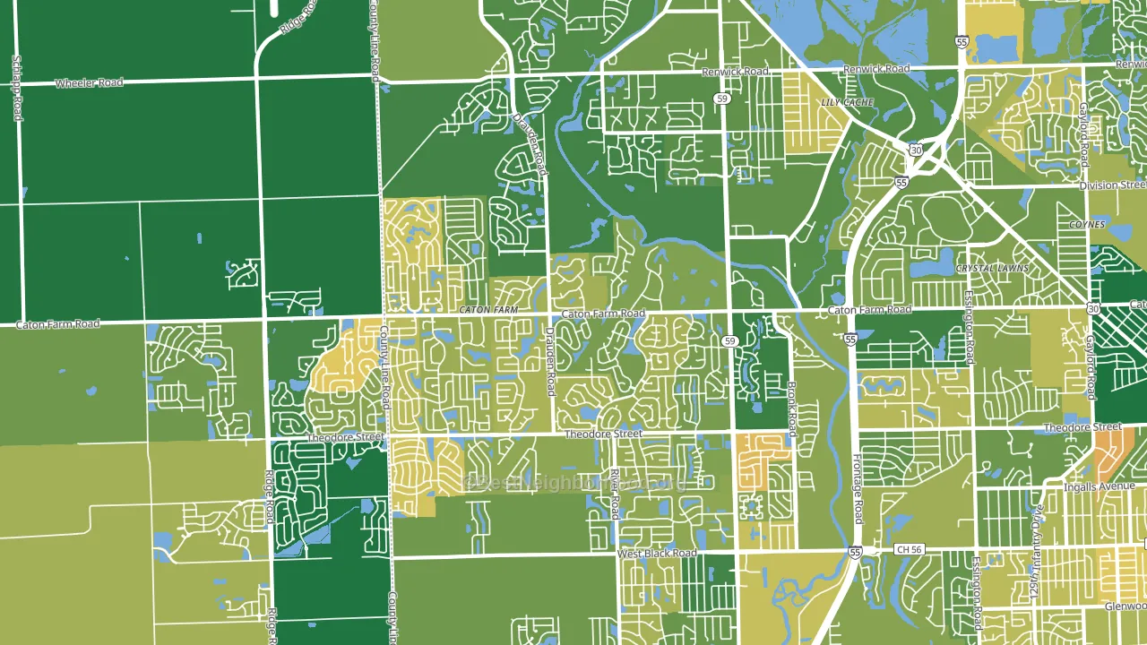 60586, IL block-group voter-turnout map