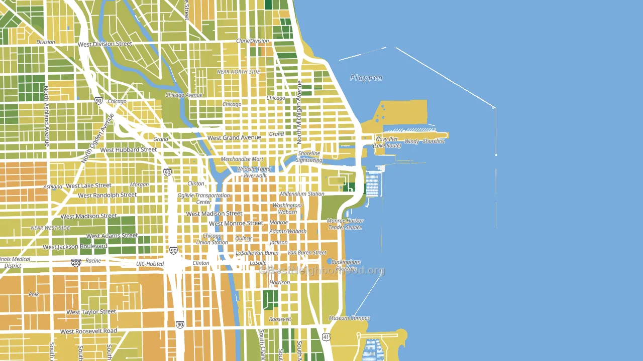 60601, IL block-group voter-turnout map