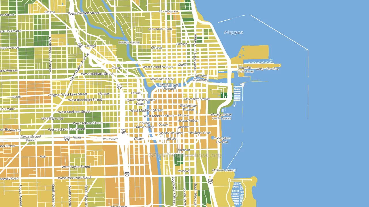 60602, IL block-group voter-turnout map