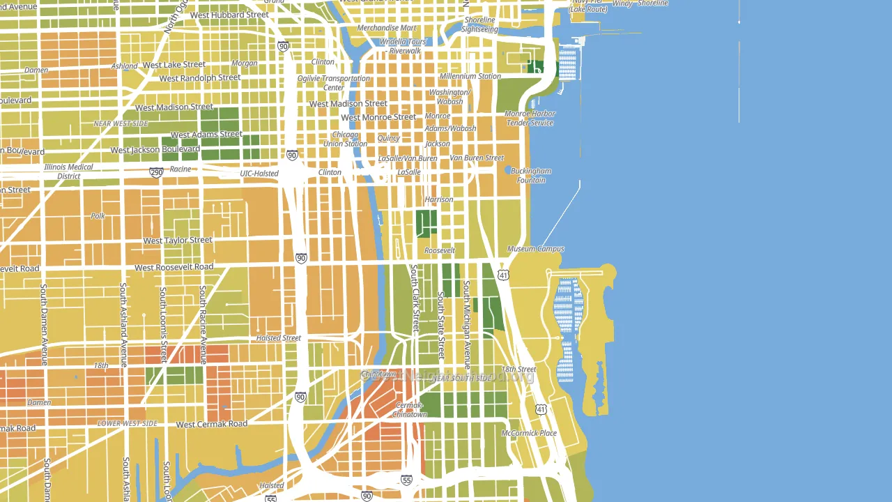 60605, IL block-group voter-turnout map