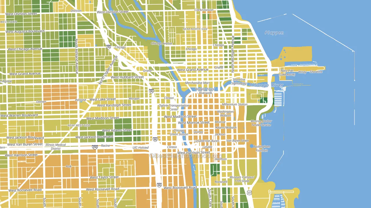 60606, IL block-group voter-turnout map