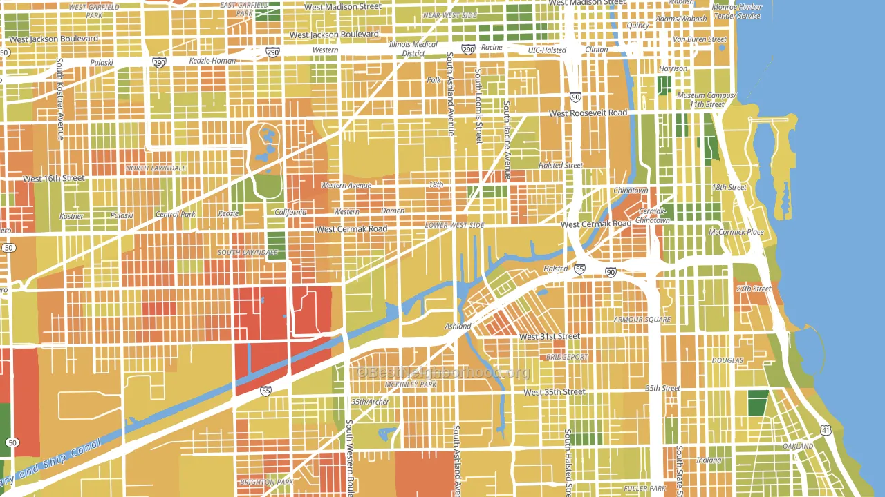 60608, IL block-group voter-turnout map