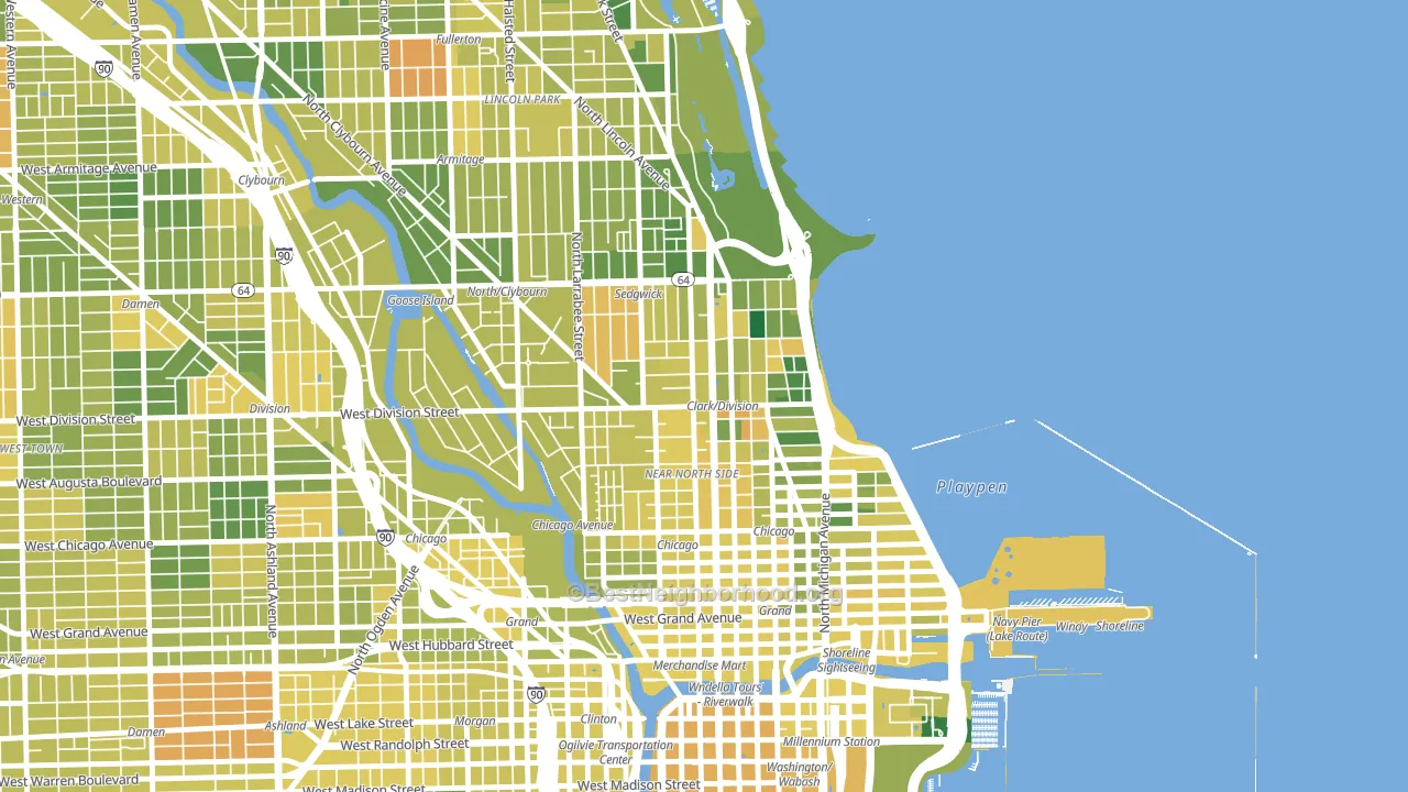 60610, IL block-group voter-turnout map