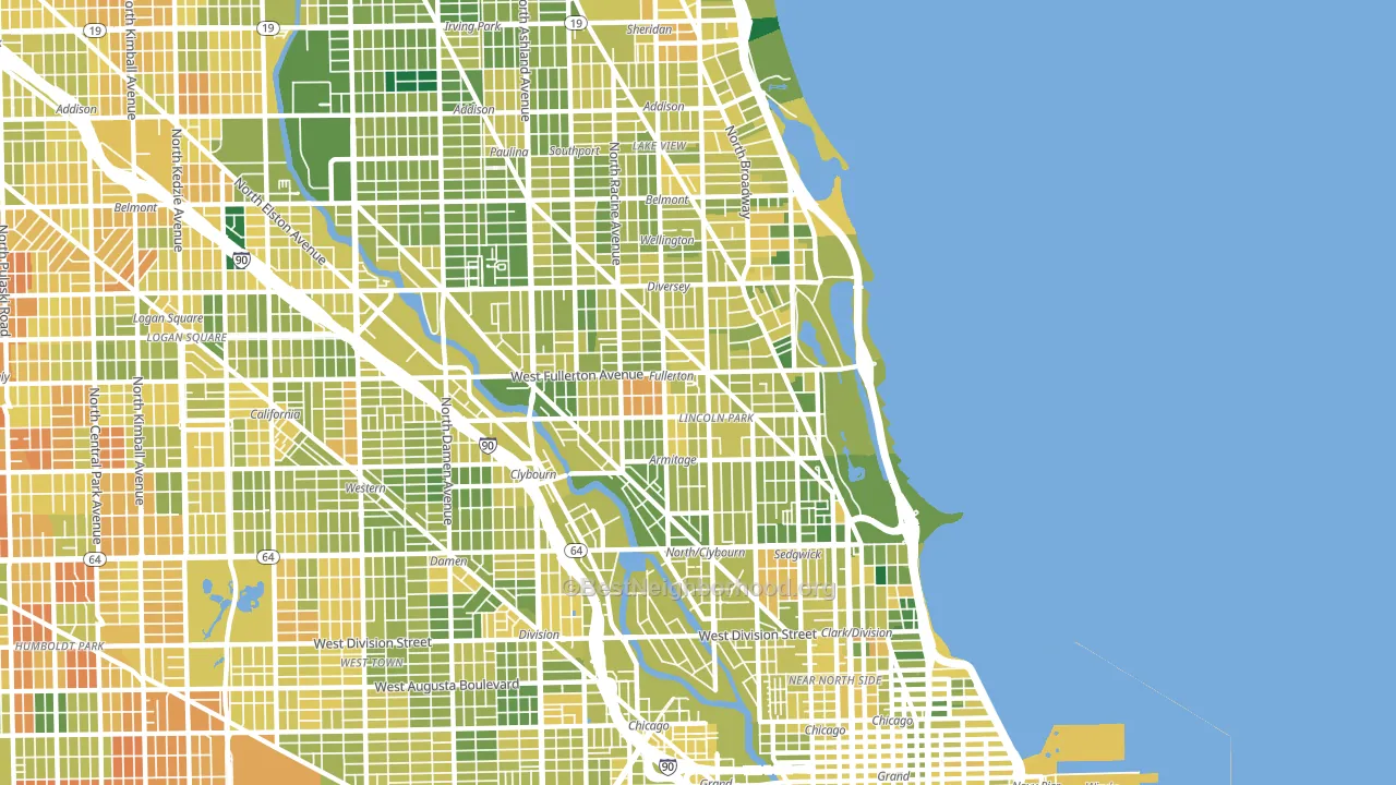 60614, IL block-group voter-turnout map