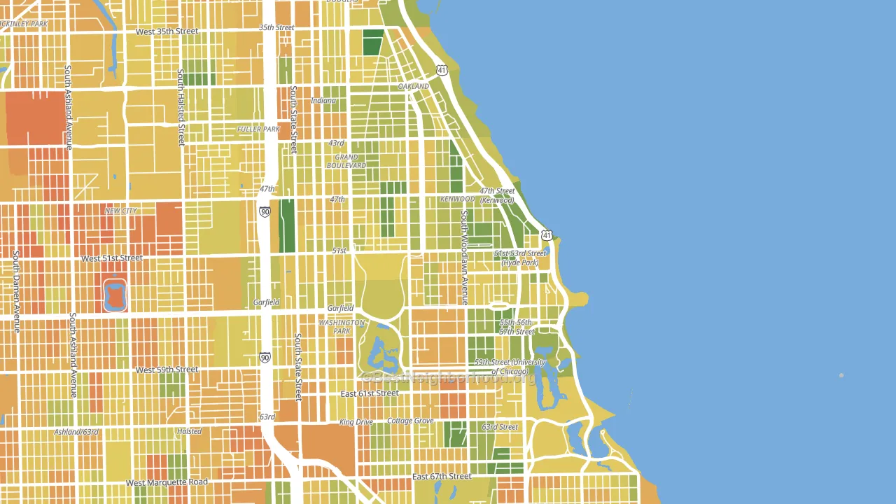 60615, IL block-group voter-turnout map