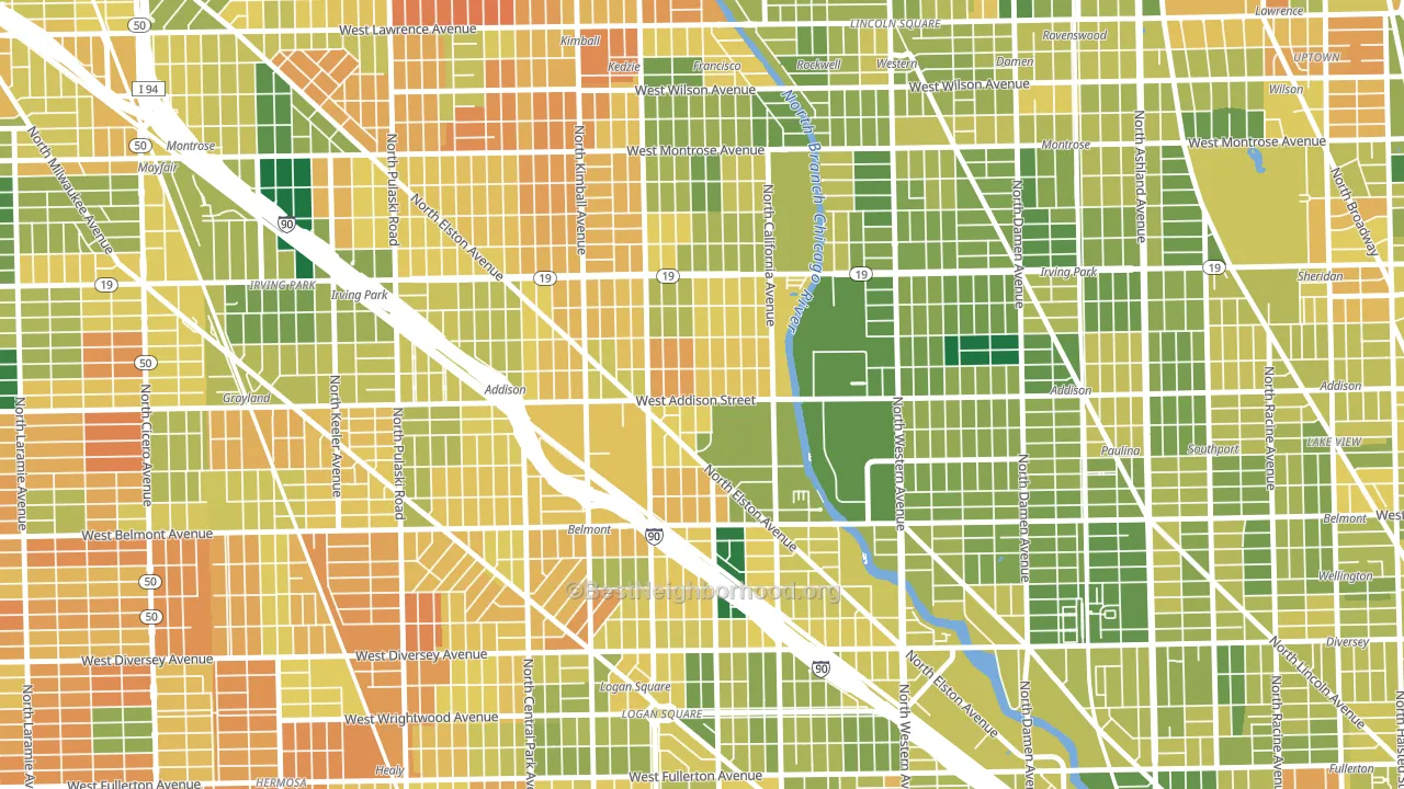 60618, IL block-group voter-turnout map