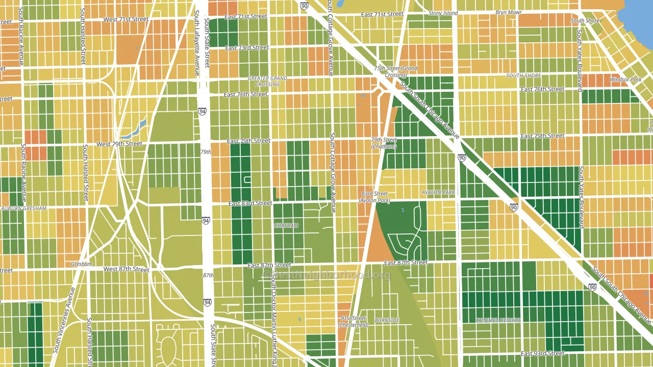 60619, IL block-group voter-turnout map