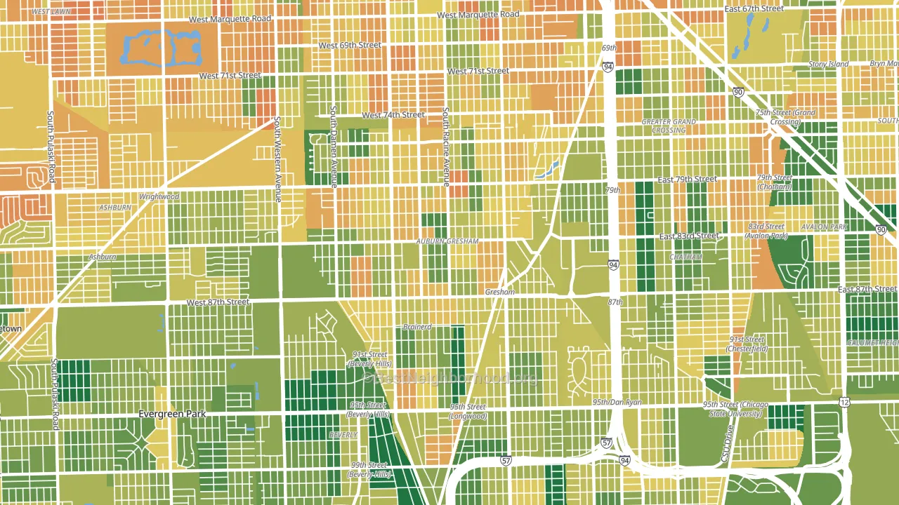 60620, IL block-group voter-turnout map