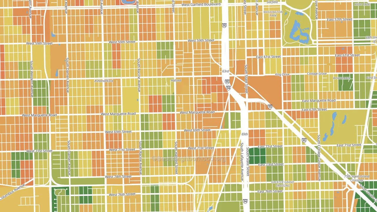 60621, IL block-group voter-turnout map