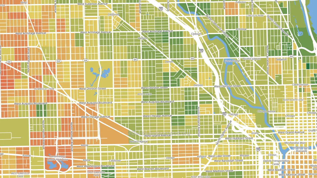 60622, IL block-group voter-turnout map