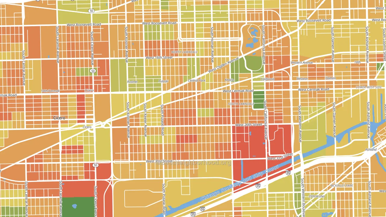 60623, IL block-group voter-turnout map