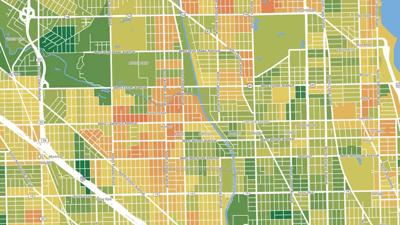 60625, IL block-group voter-turnout map