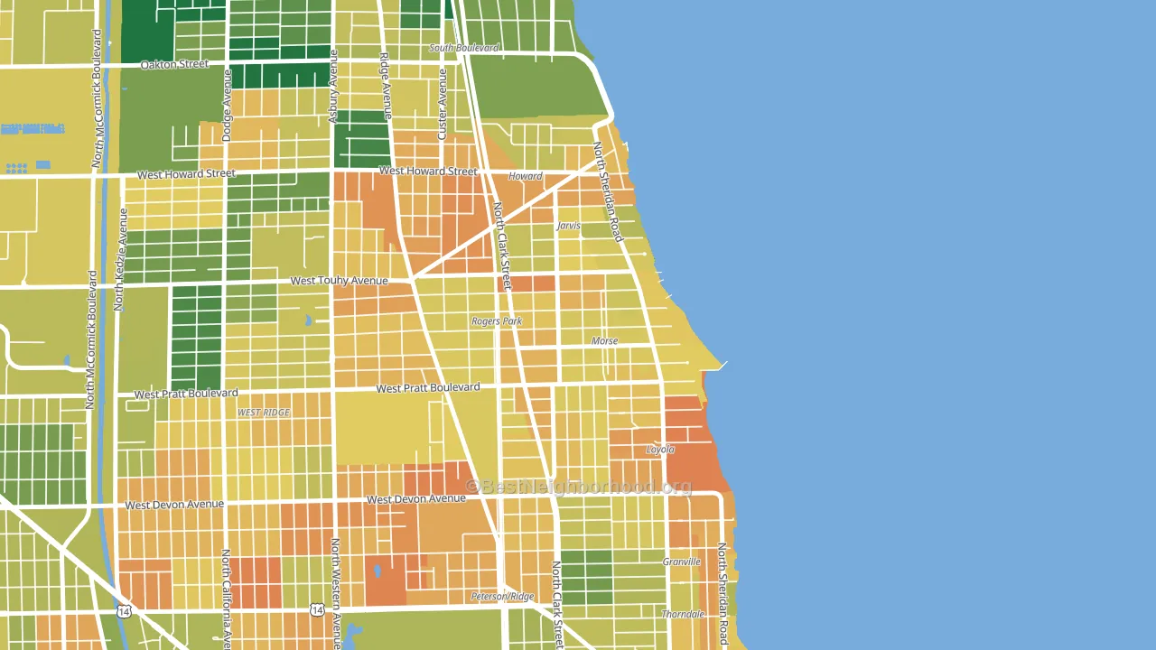 60626, IL block-group voter-turnout map