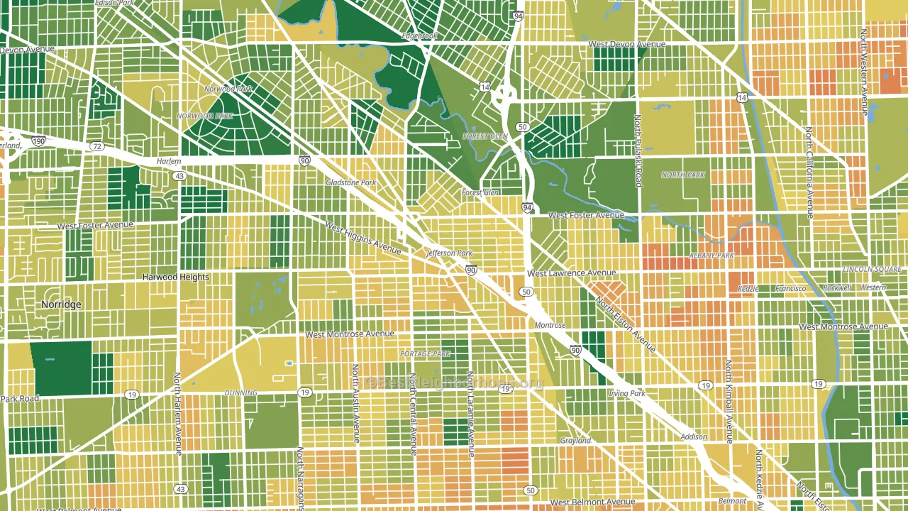 60630, IL block-group voter-turnout map