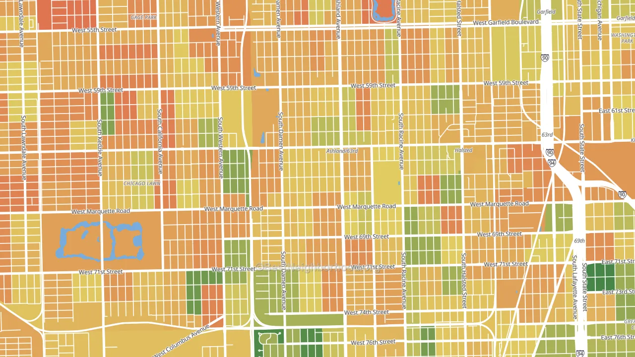 60636, IL block-group voter-turnout map