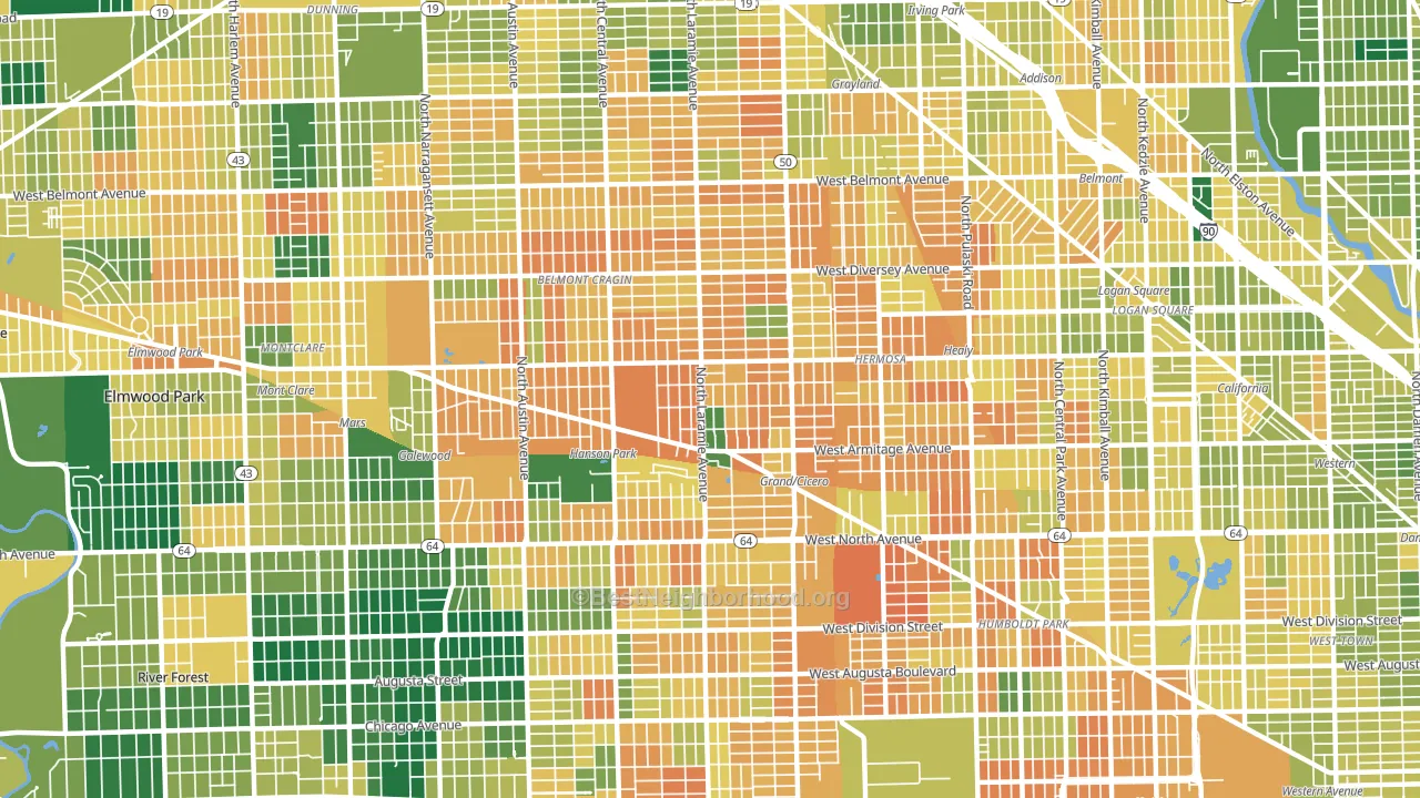 60639, IL block-group voter-turnout map