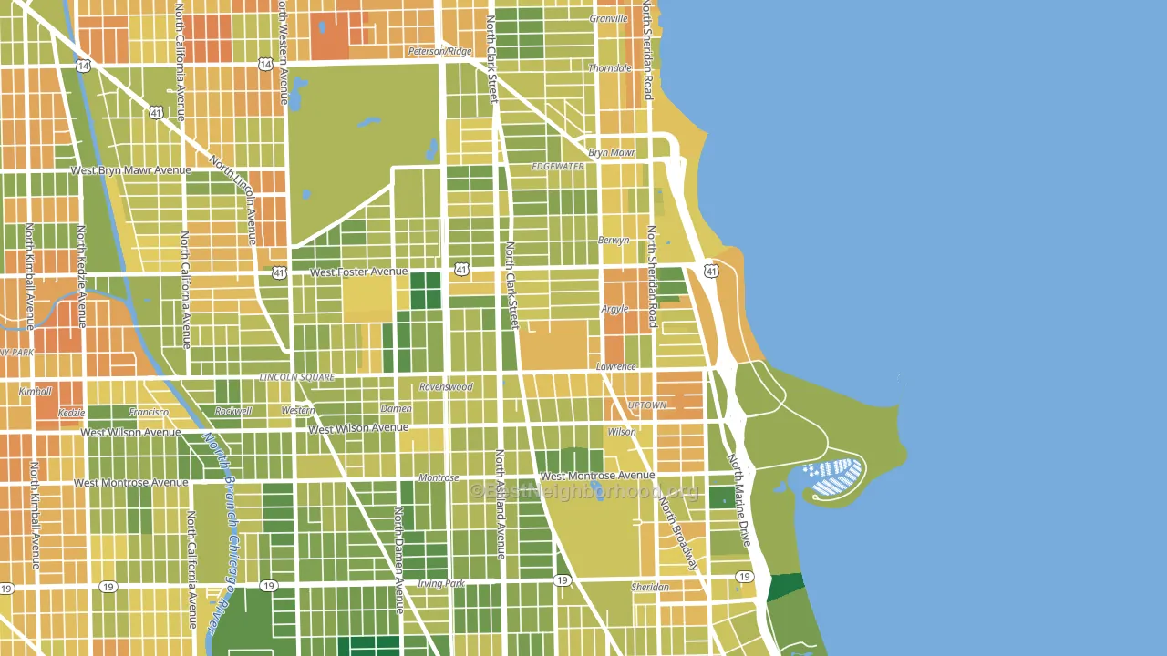 60640, IL block-group voter-turnout map