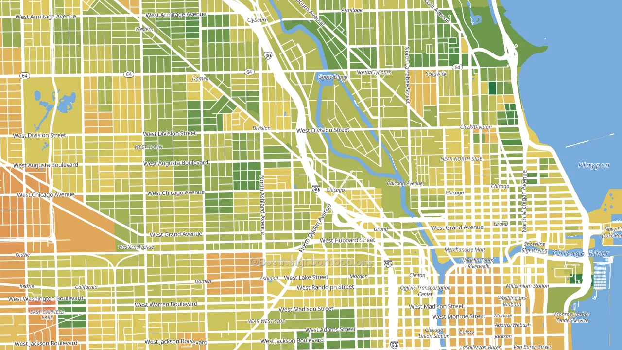 60642, IL block-group voter-turnout map