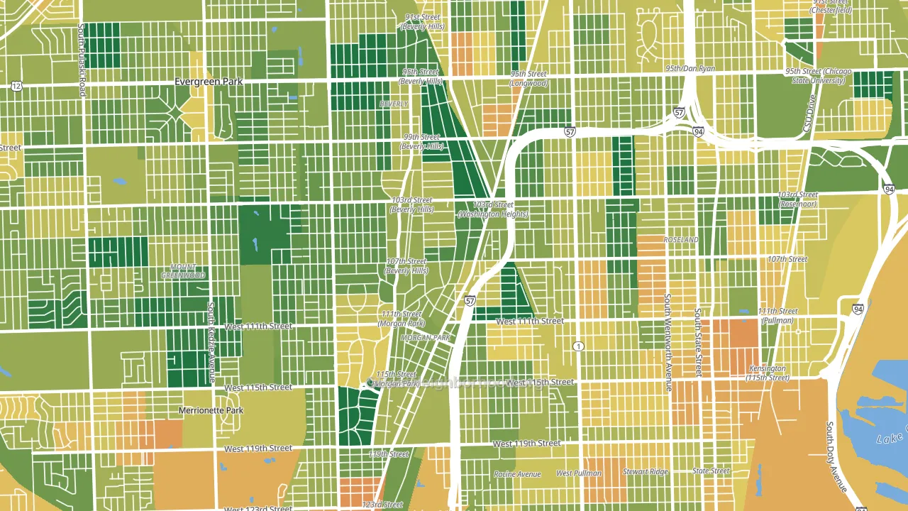 60643, IL block-group voter-turnout map