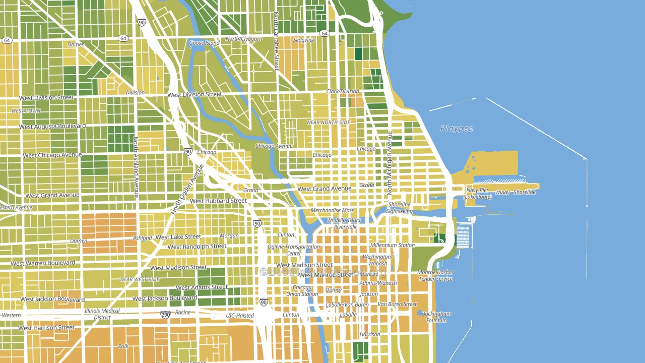 60654, IL block-group voter-turnout map