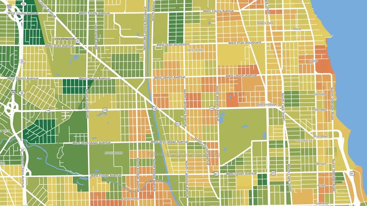 60659, IL block-group voter-turnout map