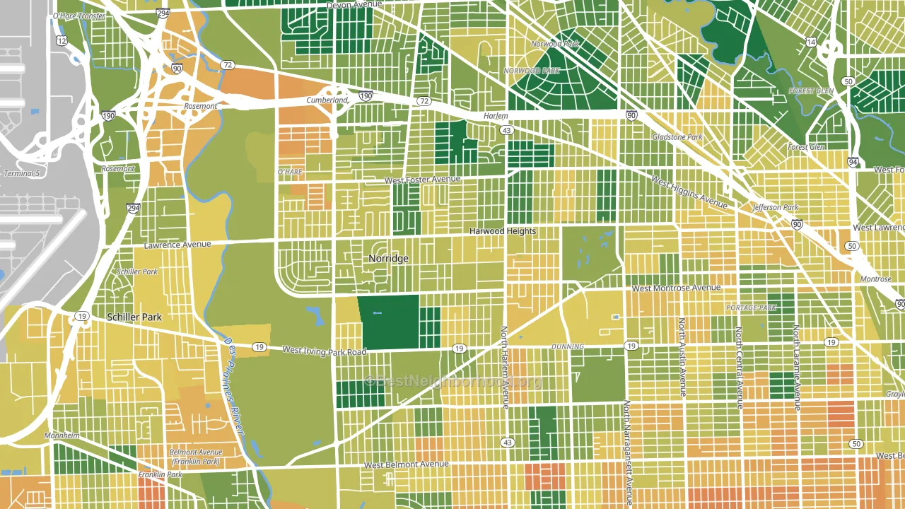 60706, IL block-group voter-turnout map