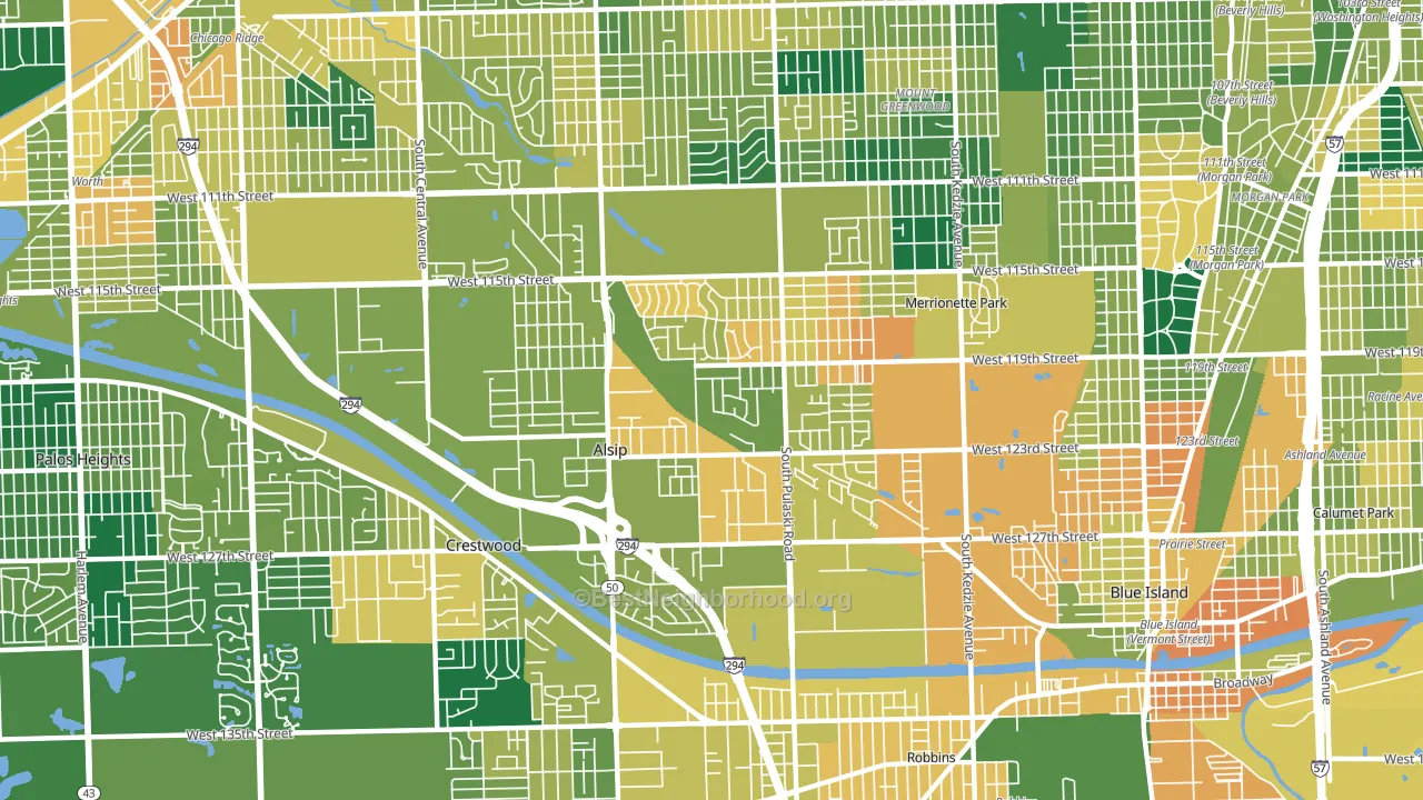60803, IL block-group voter-turnout map