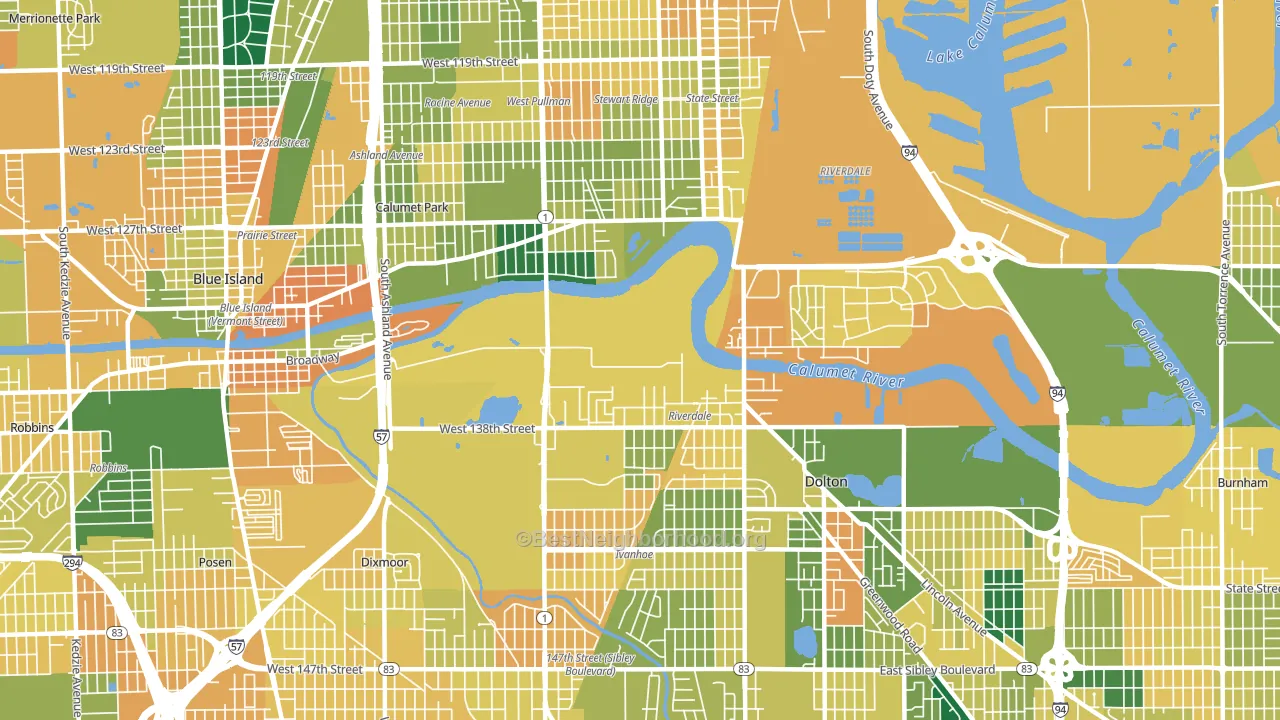 60827, IL block-group voter-turnout map