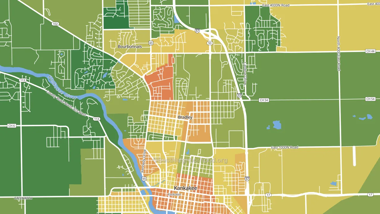 60915, IL block-group voter-turnout map
