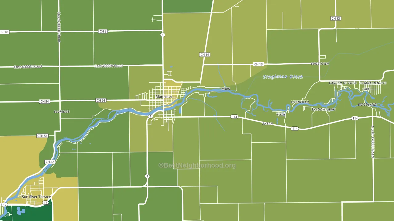 60954, IL block-group voter-turnout map