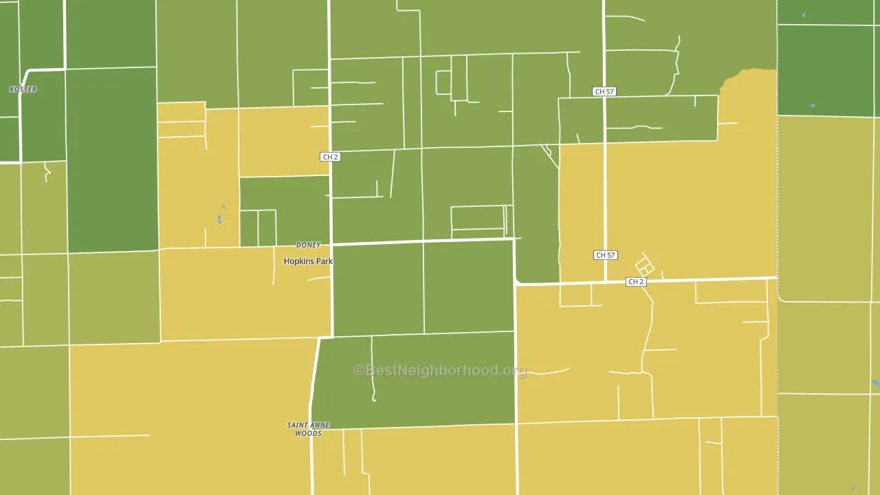 60958, IL block-group voter-turnout map