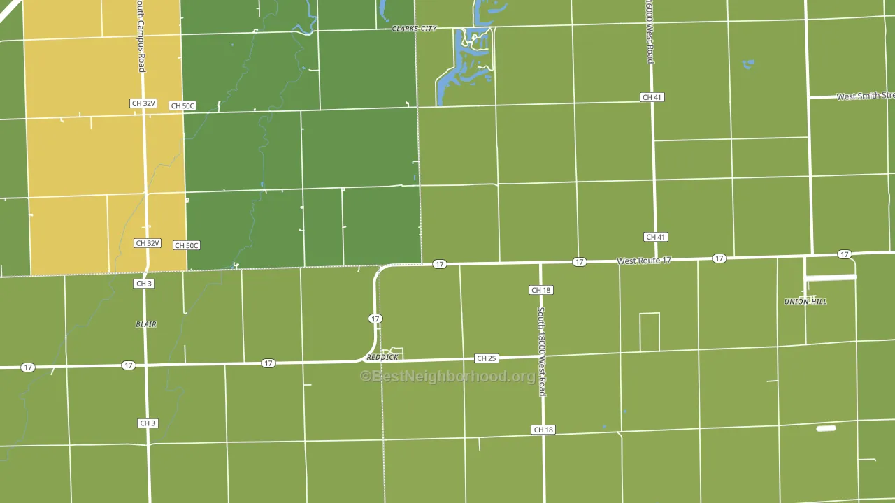 60961, IL block-group voter-turnout map