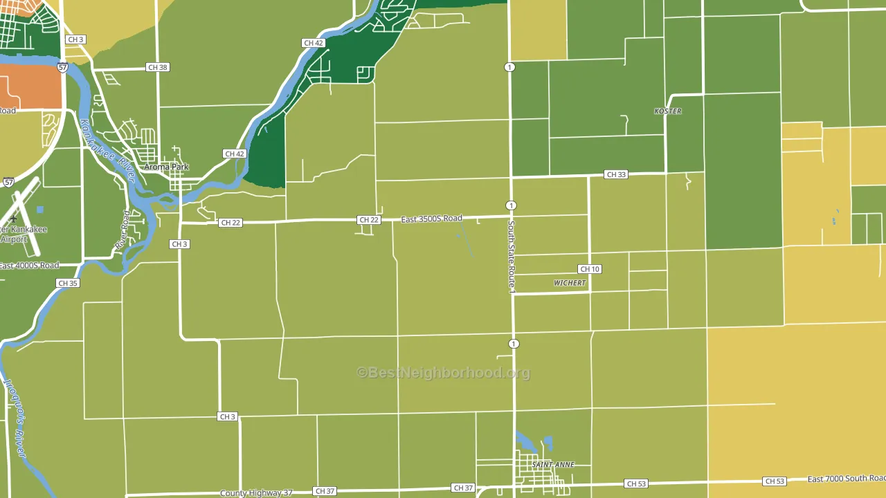 60964, IL block-group voter-turnout map