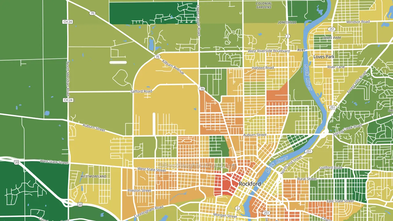61101, IL block-group voter-turnout map
