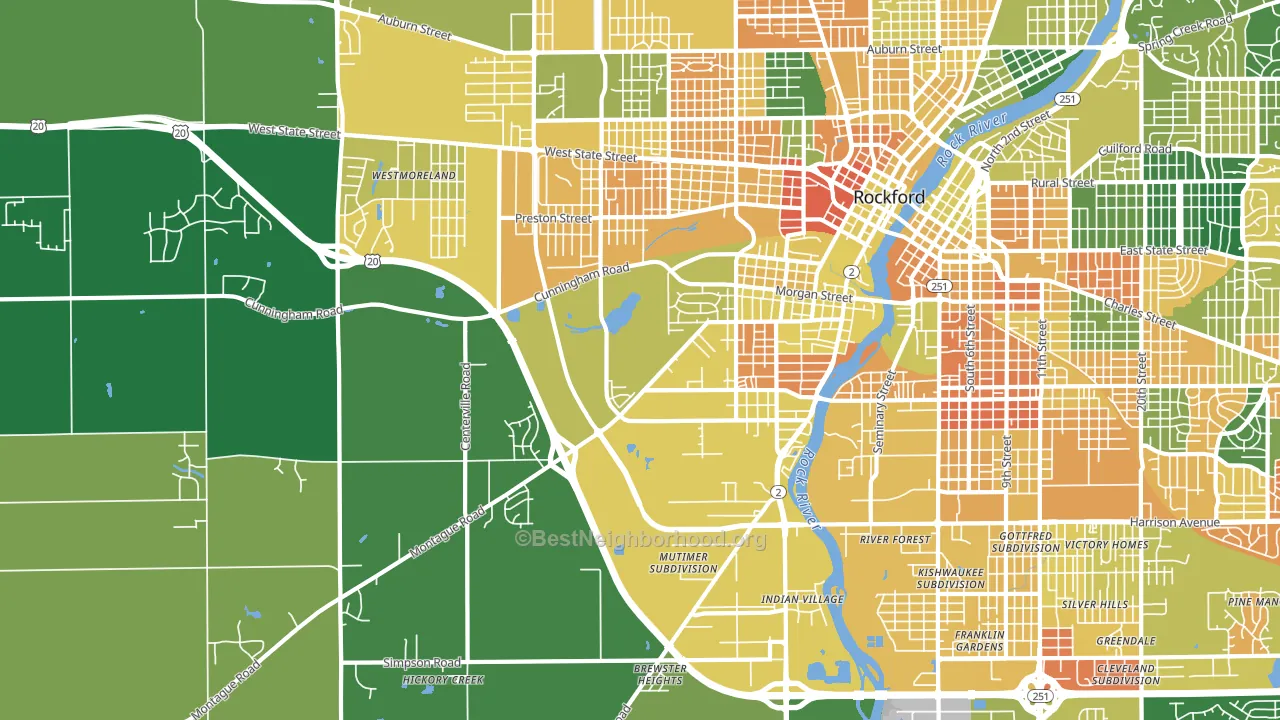 61102, IL block-group voter-turnout map