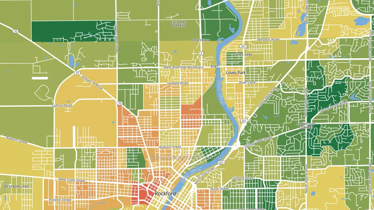 61103, IL block-group voter-turnout map