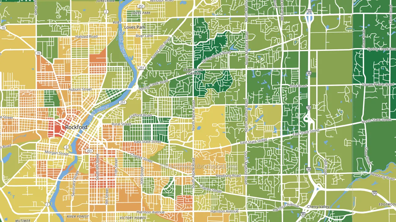 61107, IL block-group voter-turnout map