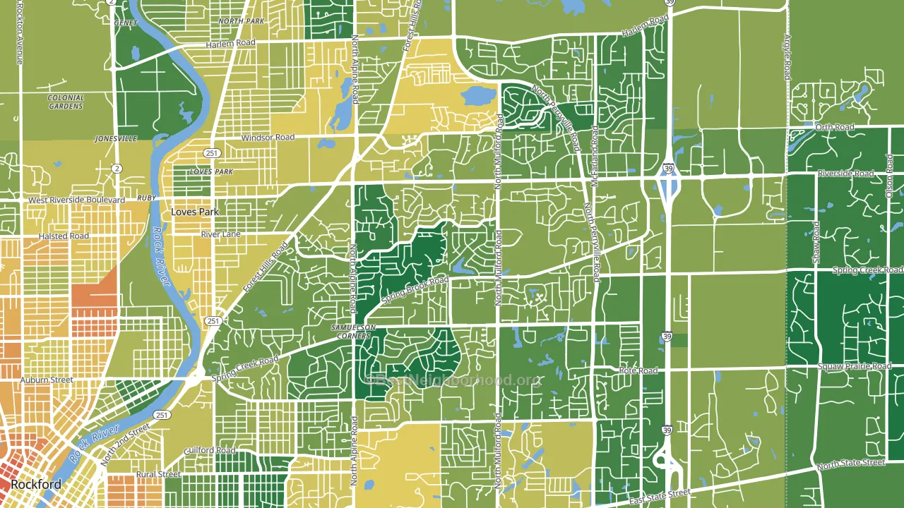 61114, IL block-group voter-turnout map