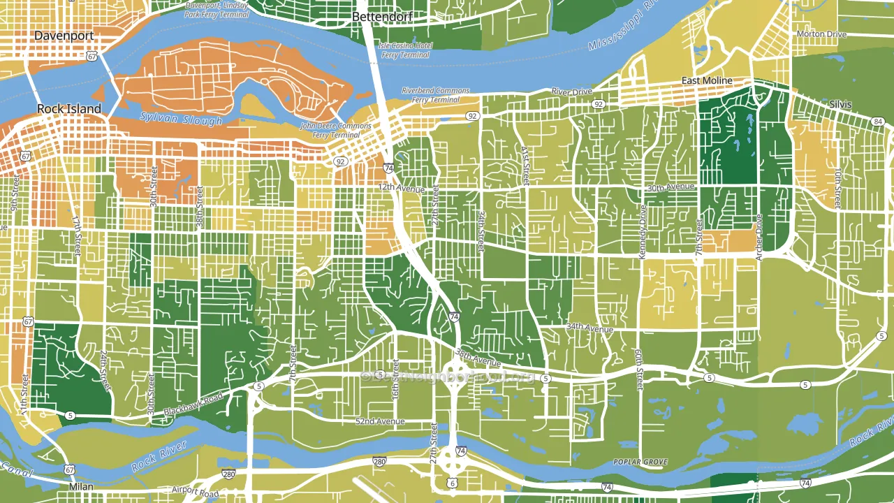 61265, IL block-group voter-turnout map