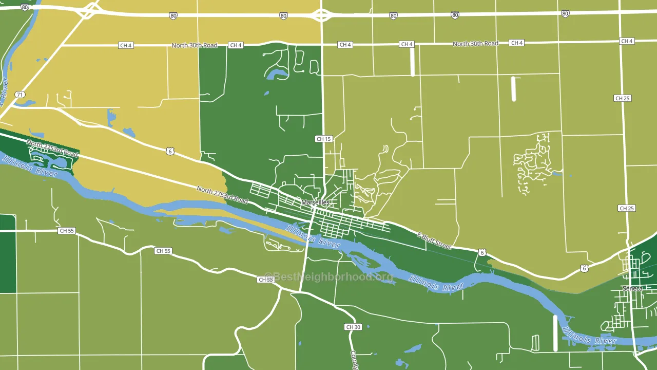 61341, IL block-group voter-turnout map