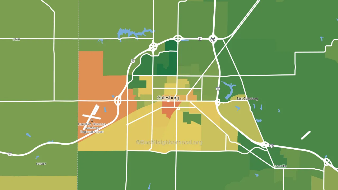 61401, IL block-group voter-turnout map