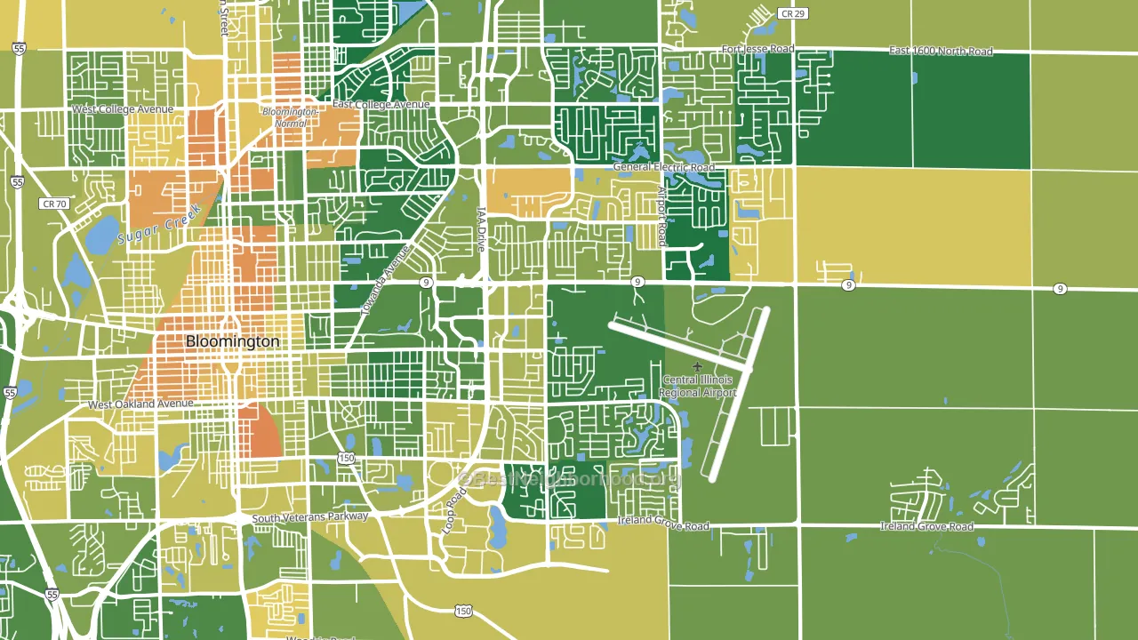 61704, IL block-group voter-turnout map