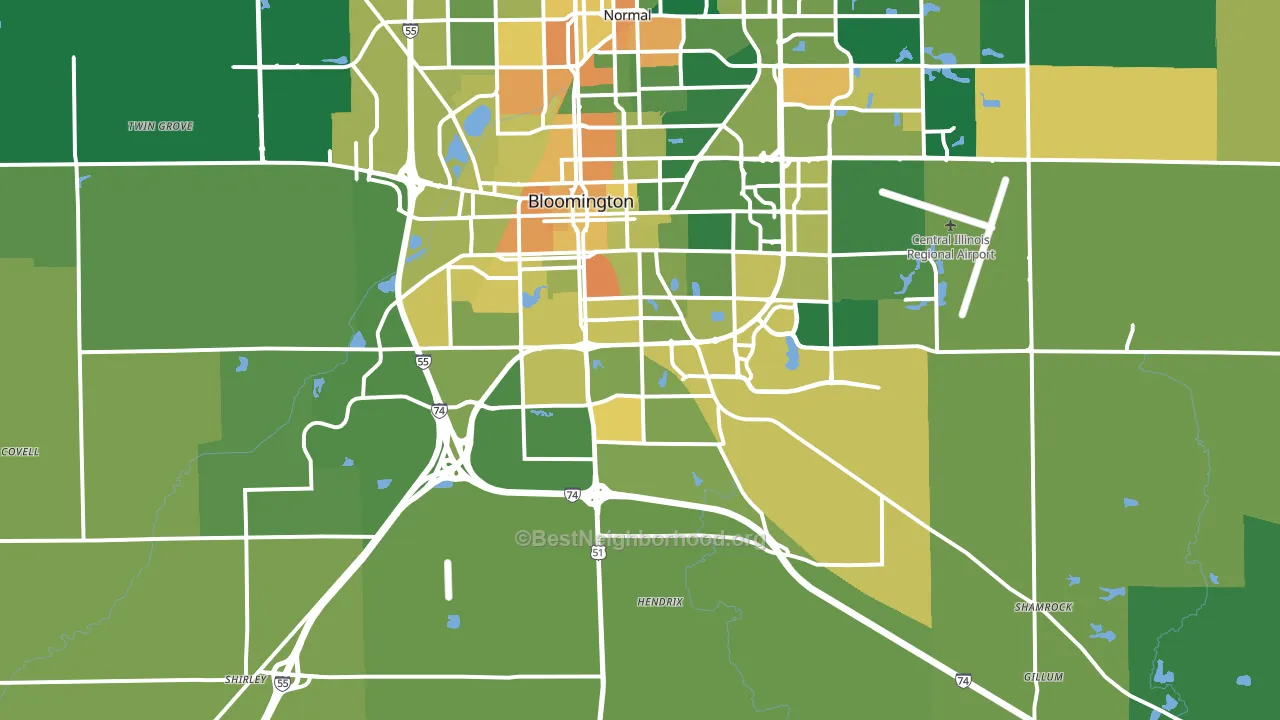61705, IL block-group voter-turnout map
