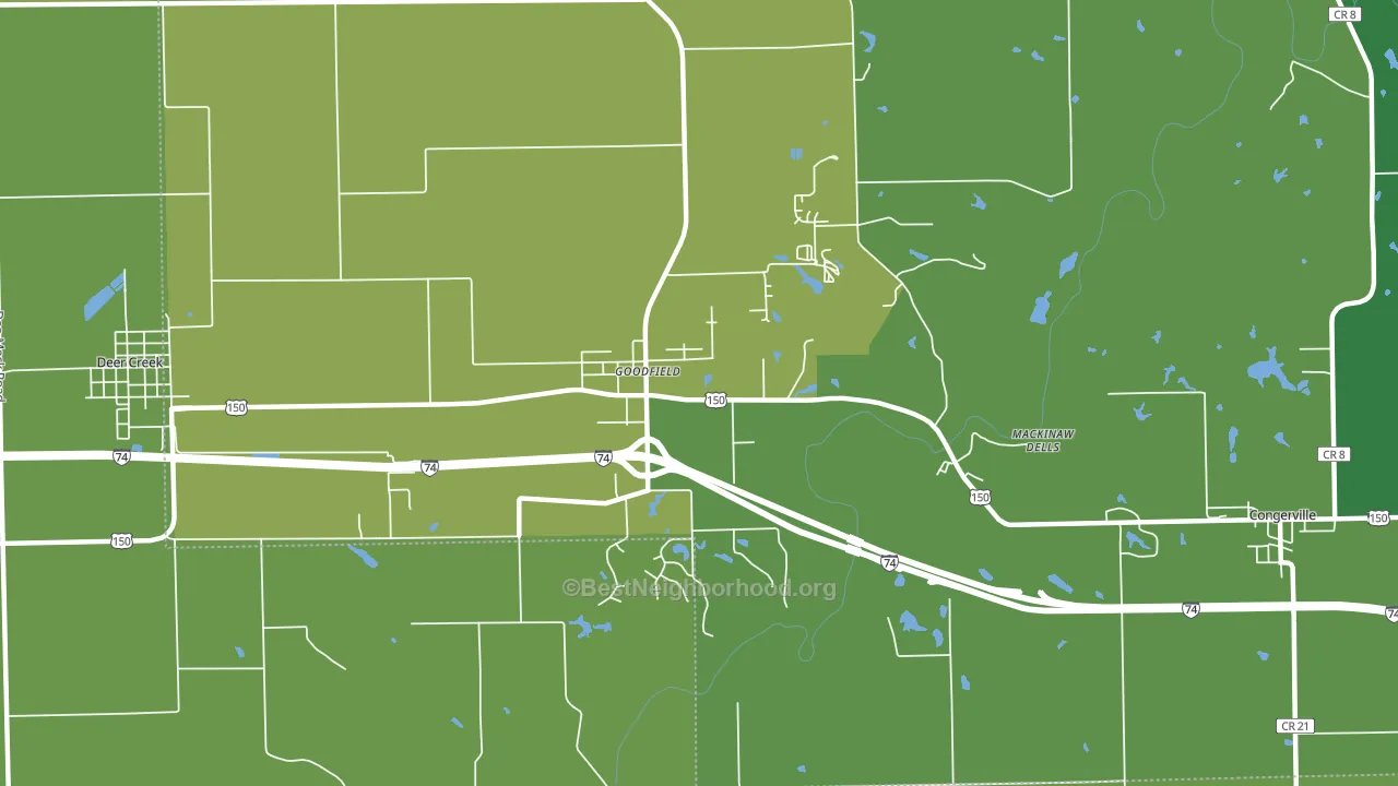 61742, IL block-group voter-turnout map
