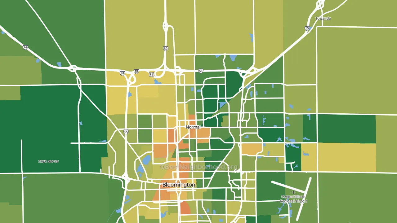 61761, IL block-group voter-turnout map