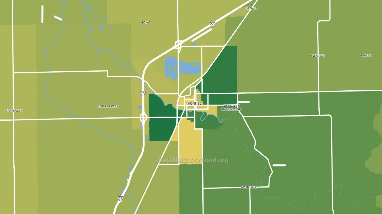61764, IL block-group voter-turnout map