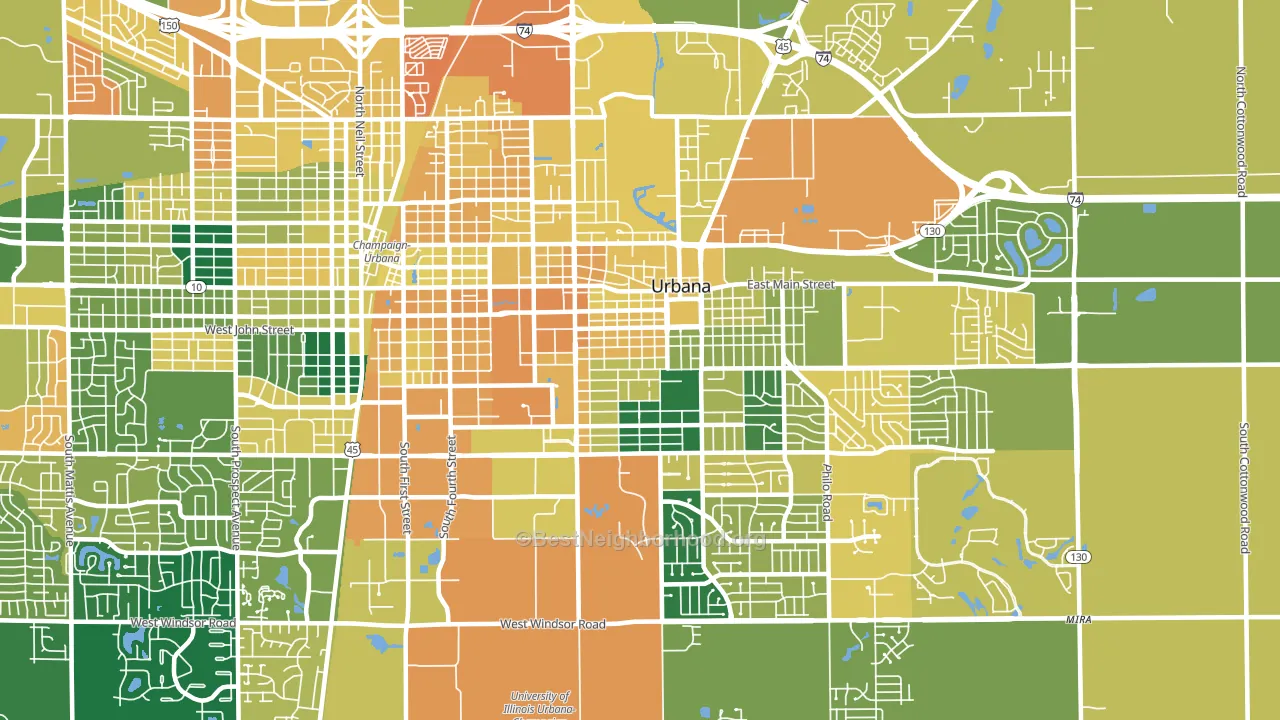 61801, IL block-group voter-turnout map