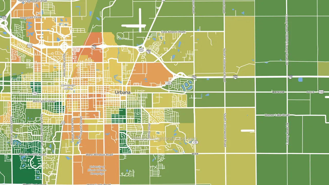 61802, IL block-group voter-turnout map