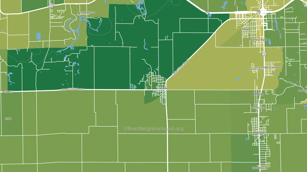 61817, IL block-group voter-turnout map