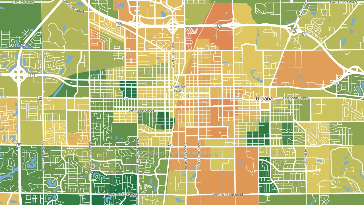 61820, IL block-group voter-turnout map
